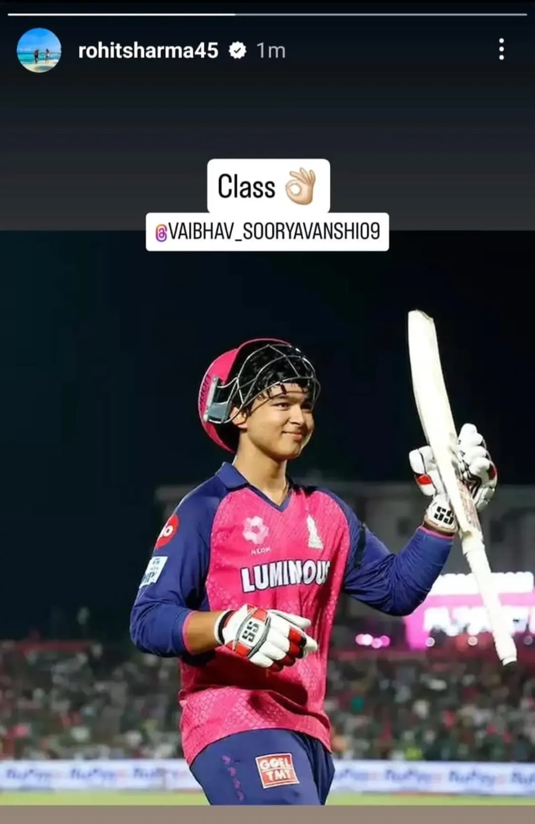 Rohit Sharma wishes Vaibhav Suryavanshi